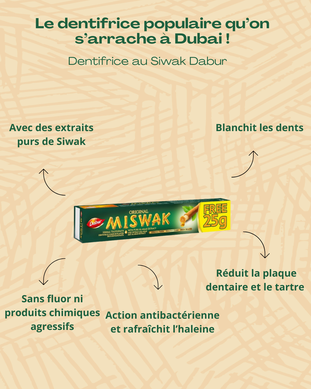 Dentifrice au Siwak Dabur 75g - Made in UAE